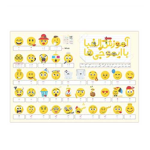 پوستر آموزش الفبا با ايموجي ها +جدول ترکيب صامت ها و مصوت ها (نارنجي)