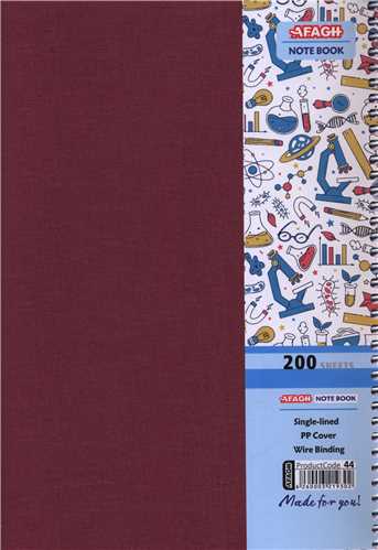 دفتر 200 برگ زرشکی (جلد طلقی متالیک)(4403)(آفاق)